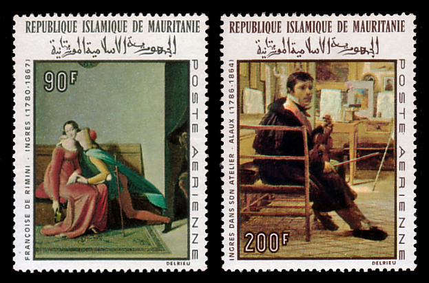 1968 - 10. giornata del francobollo (Dominique Ingrès - Paolo e Francesca - Mauritania).jpg