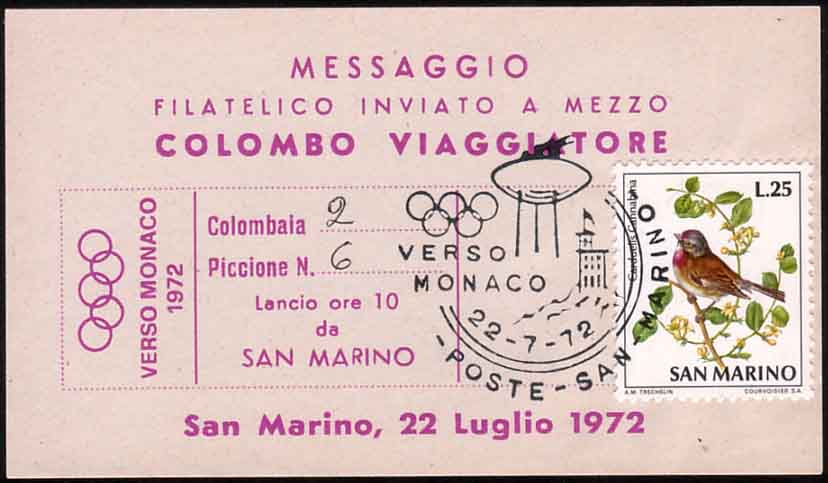 1972 - Messaggio filatelico inviato a mezzo Colombo Viaggiatore - Verso Monaco 1972.jpg
