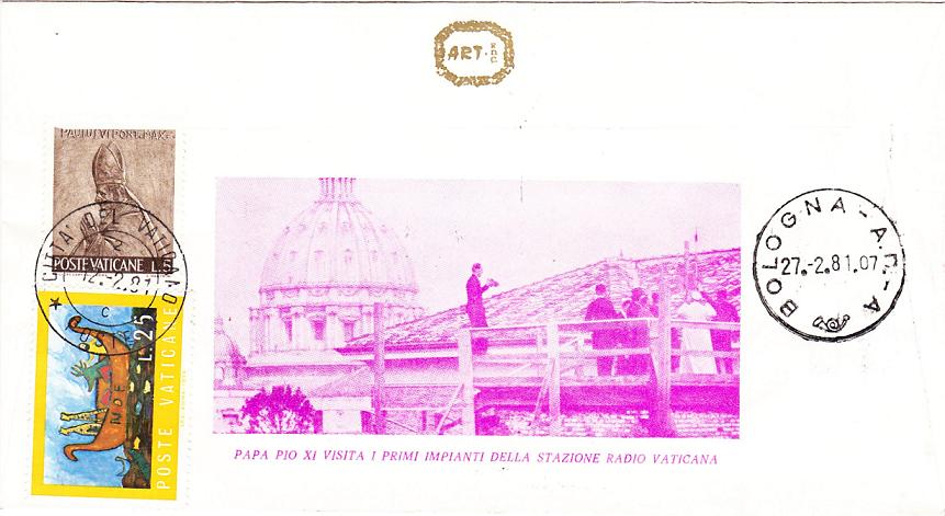 Vaticano - 12-2-1981 - 50 anniv radio Vaticana - 1931-1981 (FDC 3r) R.jpg